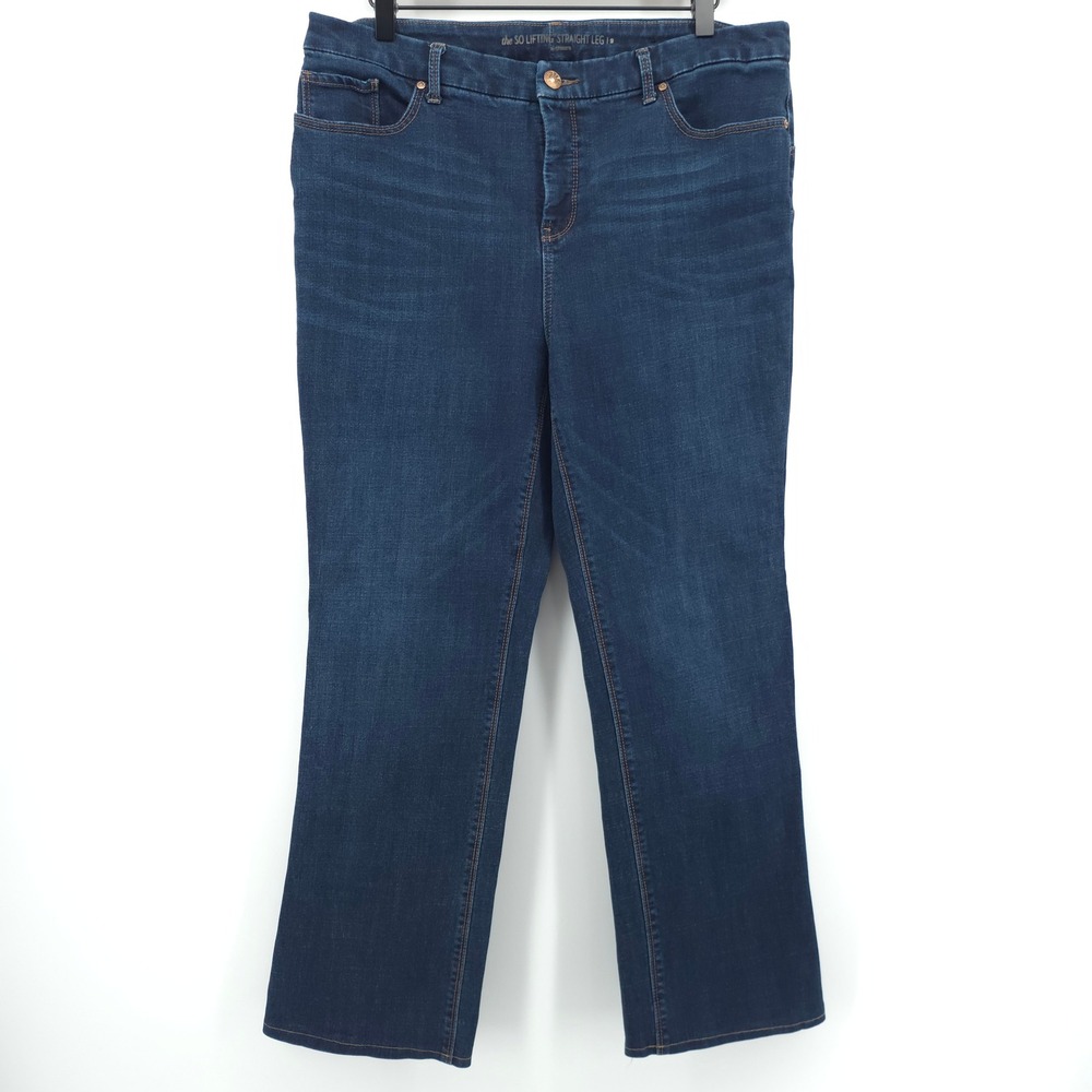Chico's Womens Jeans So Lifting Straight Leg 2 (US 12) Short Dark Blue Slimming